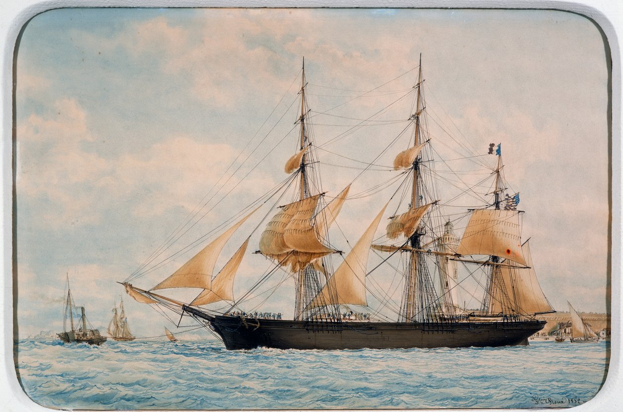 New York Ocean Herald clipper, de François Roux (1811-1882), aguarela de Francois Geoffroy Roux