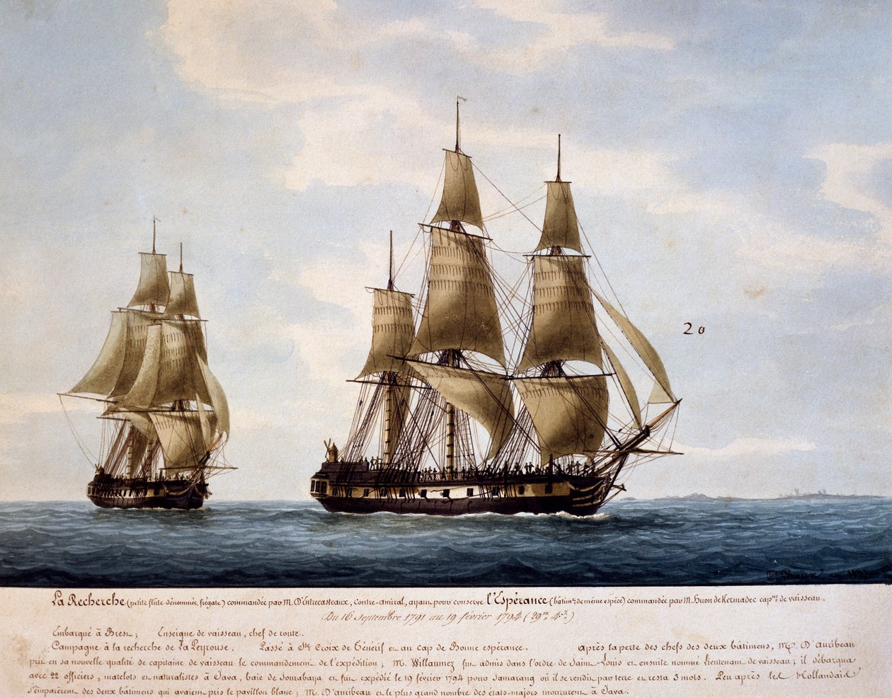Navios altos Recherche e Esperance, empregados por Antoine Bruny d