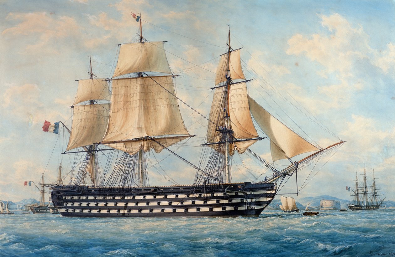 A embarcação Montebello, de François Roux (1811-1882), aguarela, França de Francois Geoffroy Roux