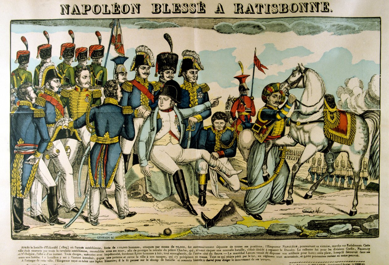 Napoleão ferido em Ratisbona, abril de 1809, c1835 de Francois Georgin