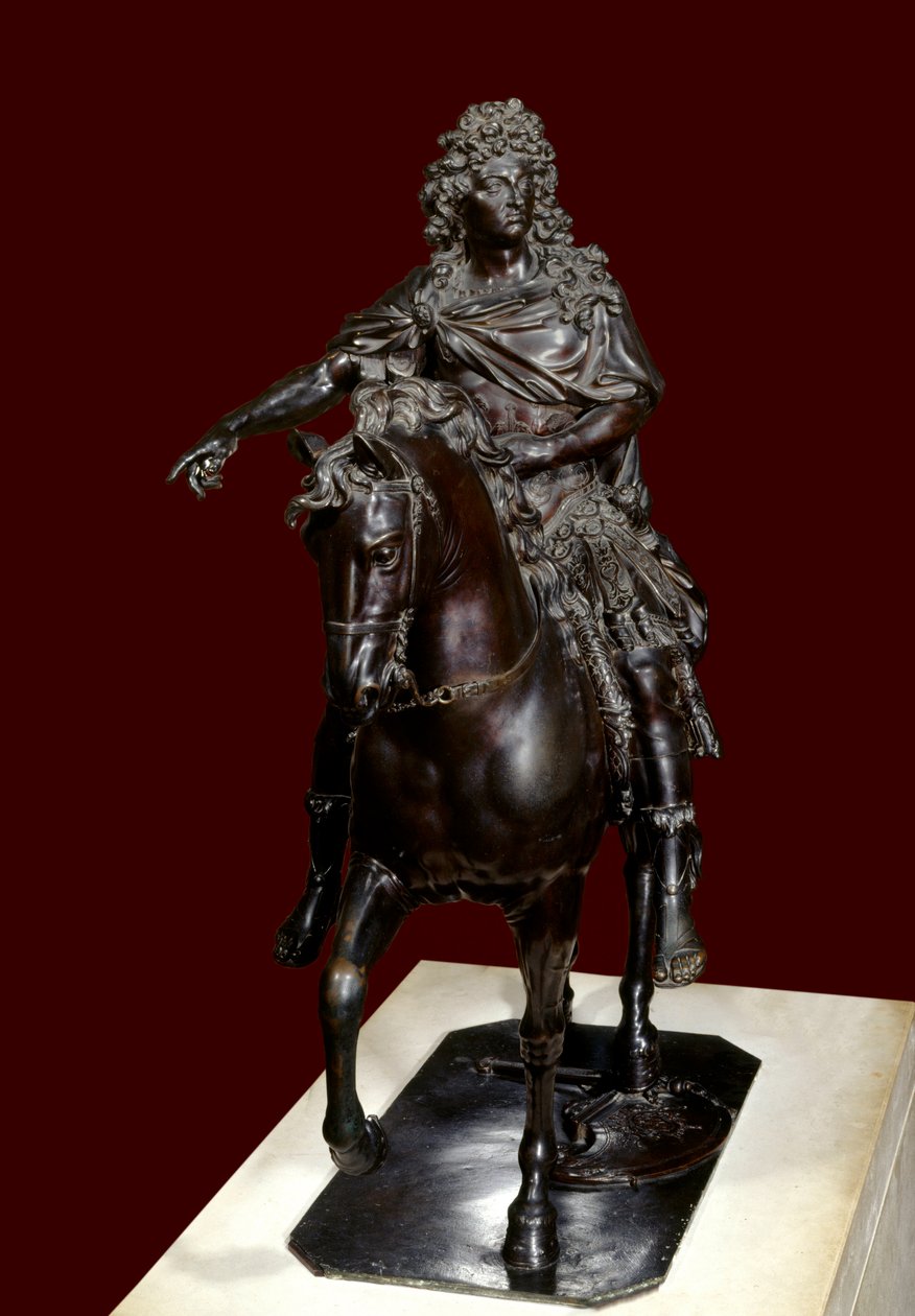 Estátua equestre do Rei Luís XIV (1638-1715) em bronze fundido de cera perdida - Escultura de François Girardon (1628-1715) de Francois Girardon
