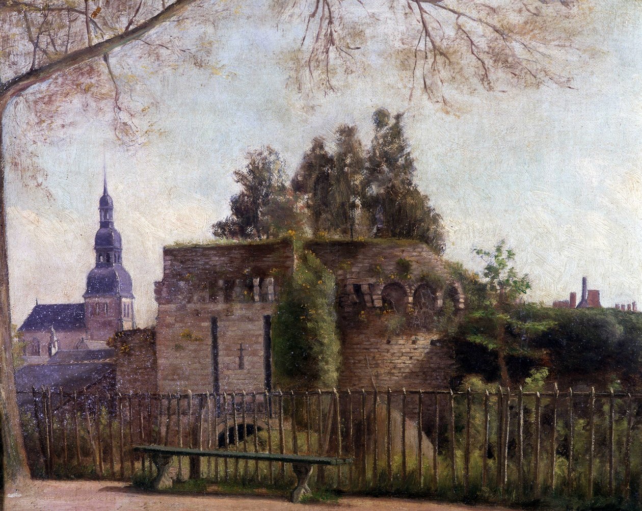 As "grandes valas" do portão de Saint Malo em Dinan - por F. Gombeaux, finais do século XIX de Francois Gombeaux