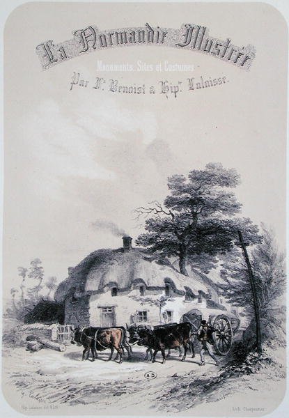 Frontispício do capítulo sobre a região de Orne da Normandia, de "La Normandie Illustree", gravado por Charpentier, publicado em Nantes 1852 (gravura) de Francois Hippolyte (after) Lalaisse
