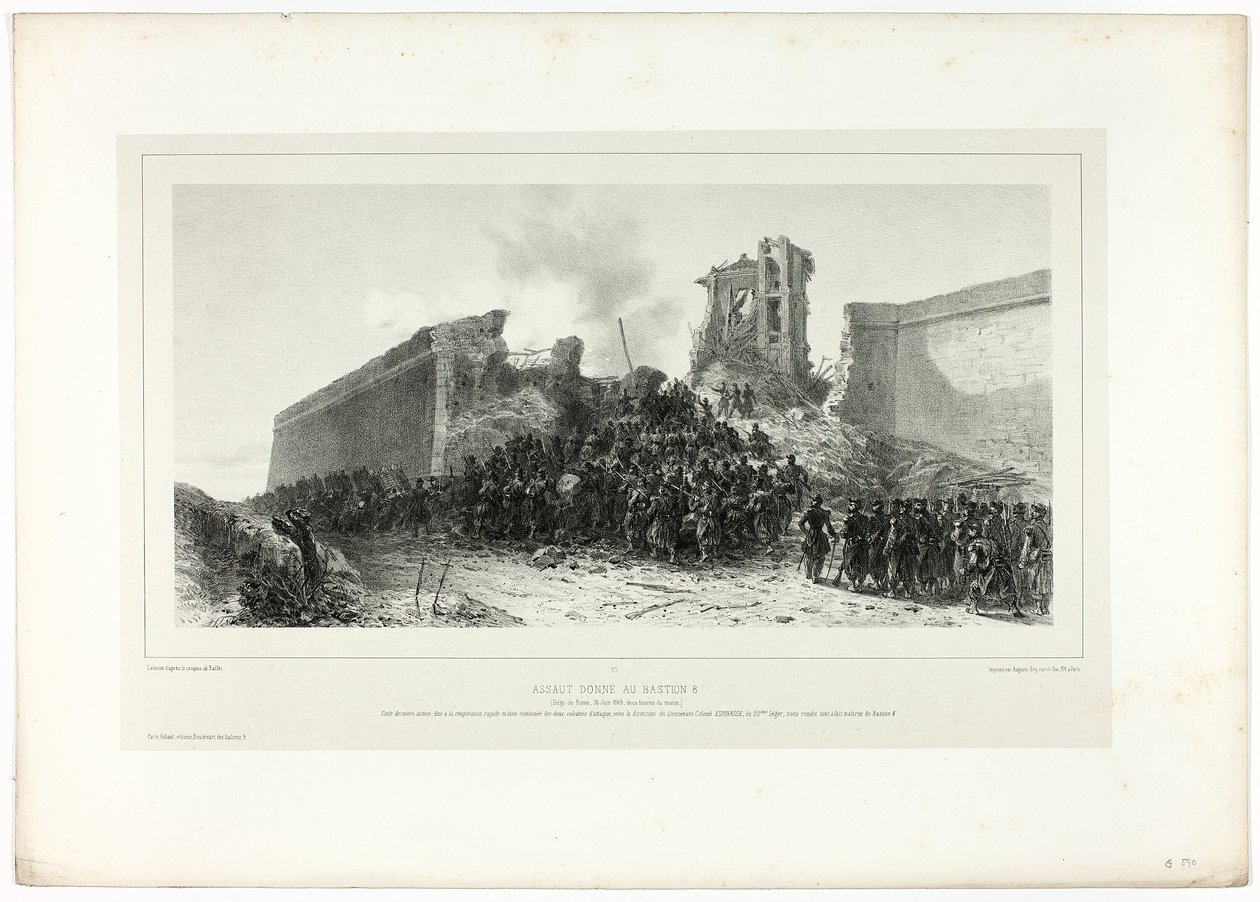 Assalto ao bastião nº 8, de Souvenirs of Italy: Roma Expedition de Francois Hippolyte Lalaisse