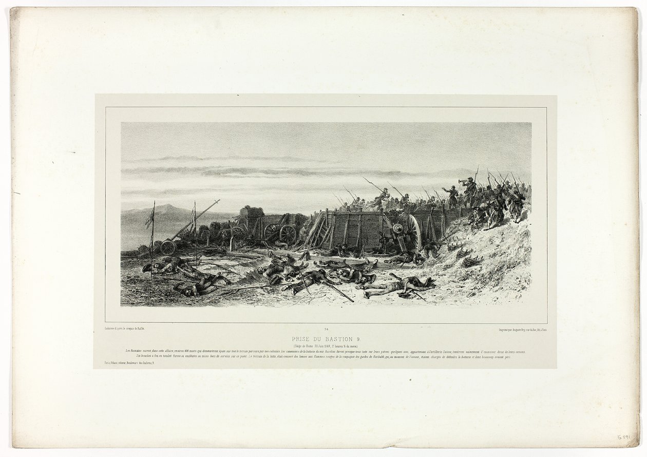 Captura do Bastião n.º 9, de Recordações de Itália: A Expedição a Roma de Francois Hippolyte Lalaisse