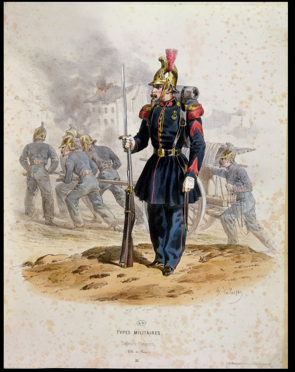 Bombeiros de Paris (Bombeiros) 1860 de Francois Hippolyte Lalaisse