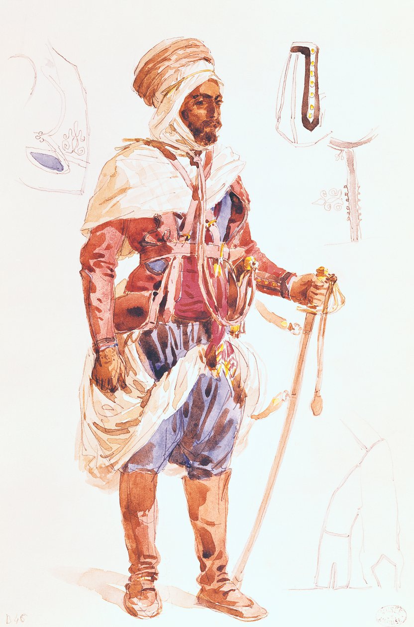 Spahi com sua espada, c.1854 de Francois Hippolyte Lalaisse
