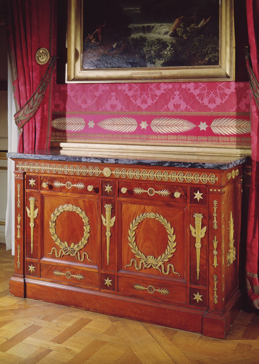 Primeira cômoda Empire Style, 1804-15 (acácia, mármore e bronze dourado) de Francois Honore Georges Jacob Desmalter