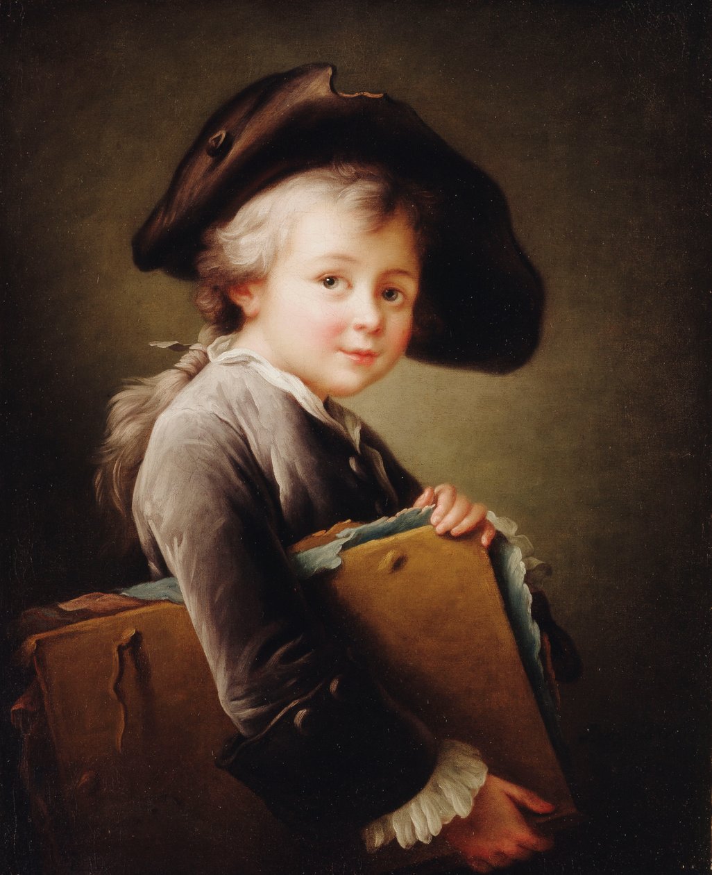 Um jovem rapaz segurando uma carteira, 1760 de Francois Hubert Drouais
