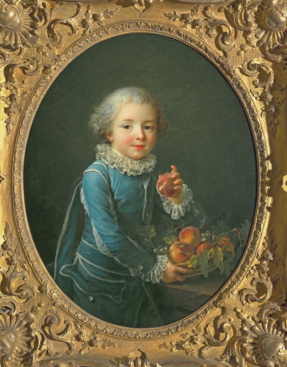 Menino com pêssegos, 1760 de Francois Hubert Drouais