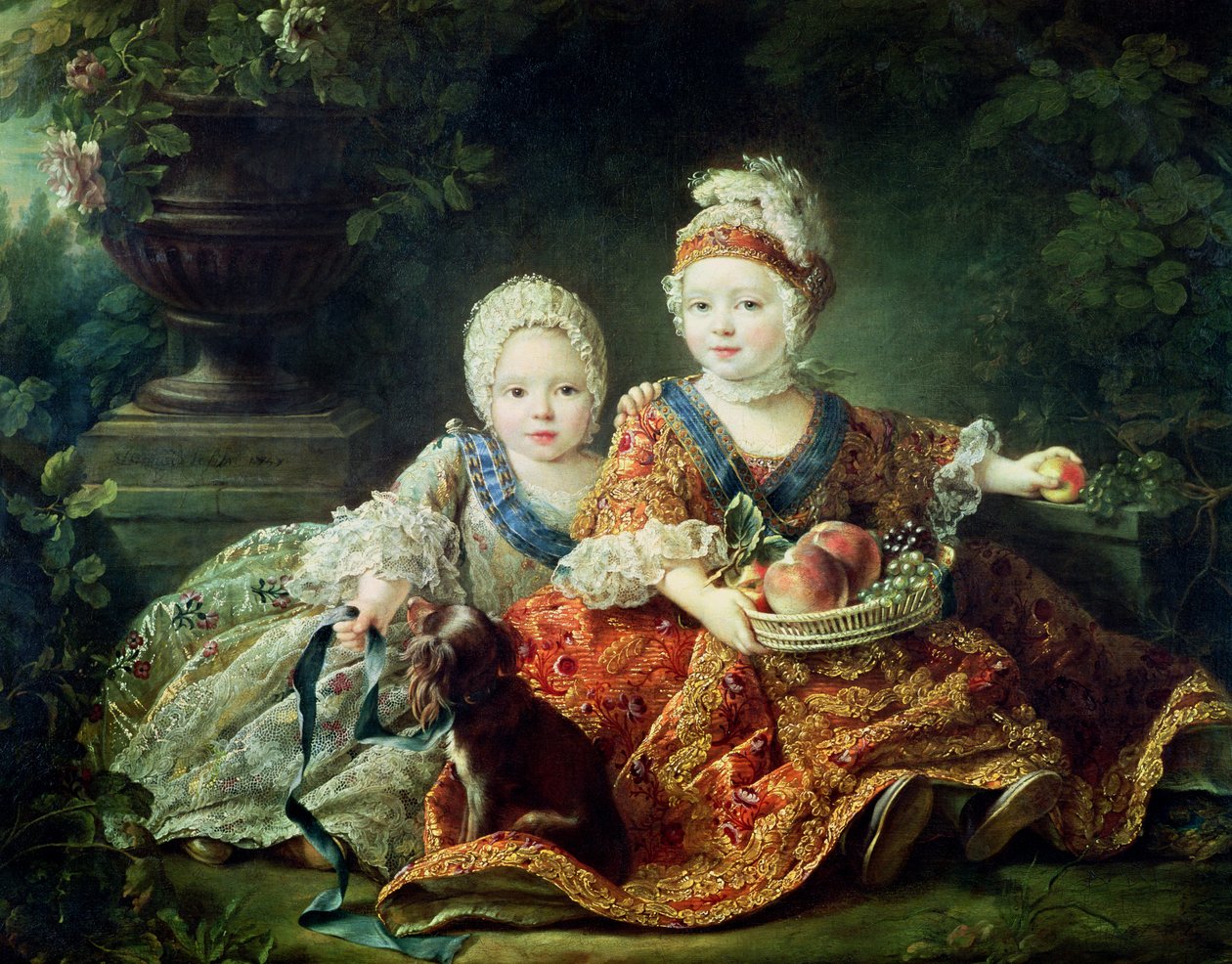 Luís de França (1754-93) Duque de Berry e Luís de França (1755-1824) Conde da Provença, futuros reis Luís XVI e Luís XVIII da França, 1757 de Francois Hubert Drouais
