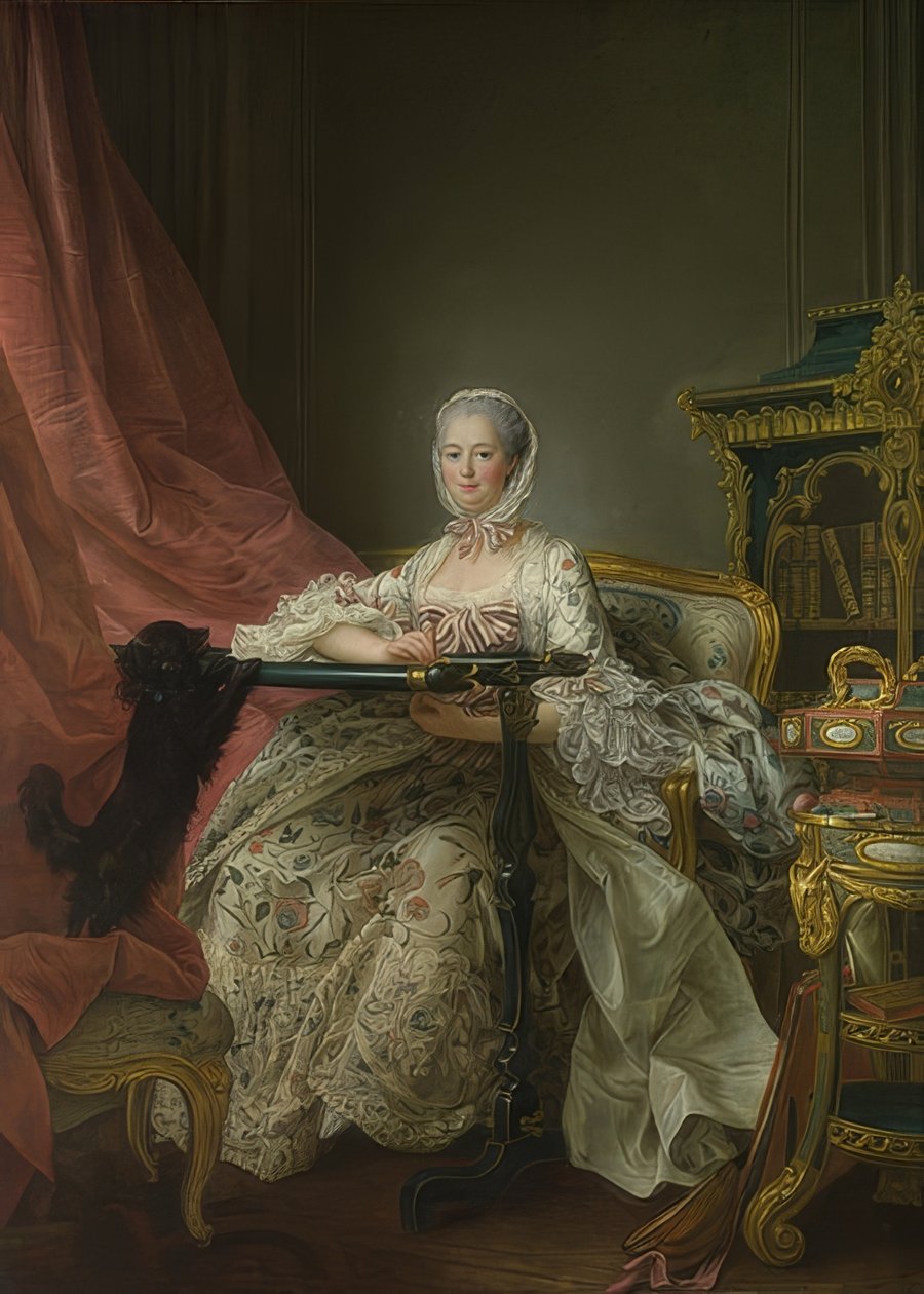 Madame de Pompadour (1721-1764) no bastidor de bordar. 1763-64 de Francois Hubert Drouais
