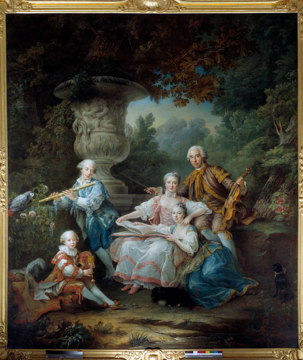 A família de Louis Francois du Bouchet, Marquês de Sourches e Grande Prevot da França Pintura de François Hubert Drouais (1727-1775) 1756 Sol. 3,24 x 2,84 m de Francois Hubert Drouais