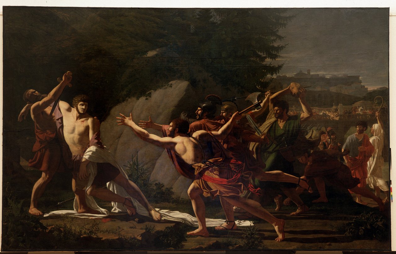 A morte de Caius Gracchus (um dos Gracques) (século 2 aC) de Francois Jean Baptiste Topino Lebrun