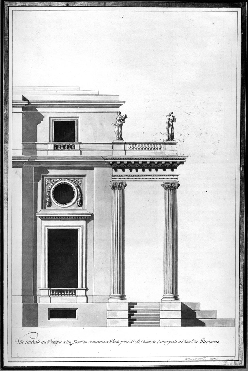 Desenho para a casa de banho do Hotel de Brancas, c.1760 (desenho) de Francois Joseph Belanger