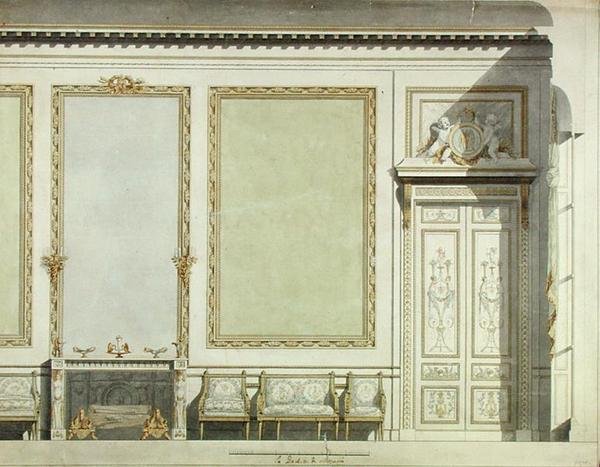 Desenho para a Duquesa de Mazarin, c.1777 (aguarela sobre papel) de Francois Joseph Belanger