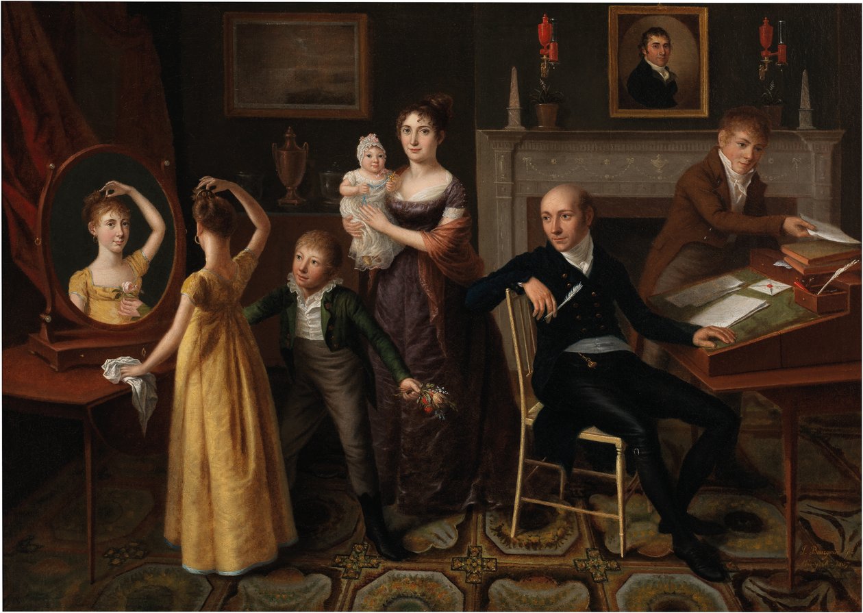 Grupo familiar em um interior de Nova York de Francois Joseph Bourgoin