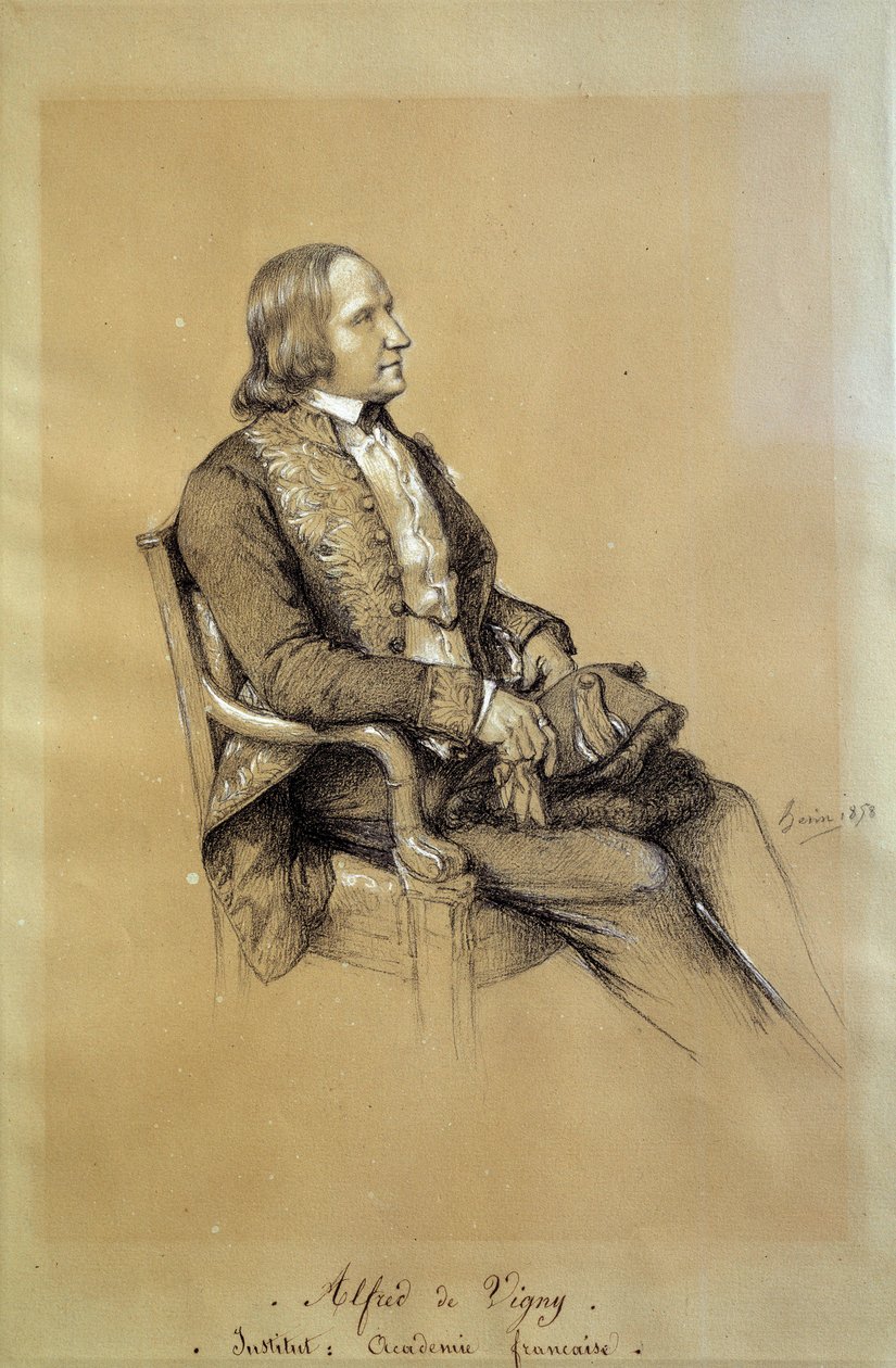 Retrato de Alfred de Vigny (1797 - 1863), escritor, dramaturgo e poeta francês. Desenho de François Joseph Heim (1787-1865) de François Joseph Heim
