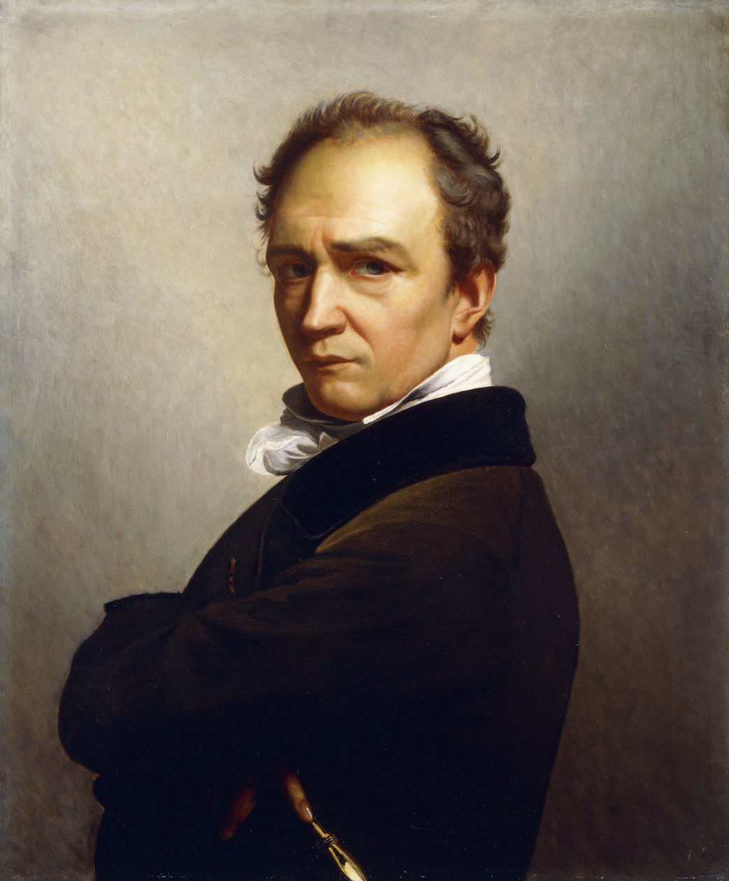 Um autorretrato do artista, metade do comprimento, vestindo uma jaqueta marrom escura com colarinho de veludo preto de François Joseph Navez