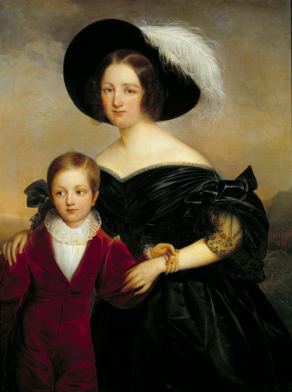 Retrato de Madame Aglae Blenart e seu filho Pintura de François Joseph Kinson (1771-1839) Orleans musee des Beaux Arts do século XIX de Francois Josephe Kinson