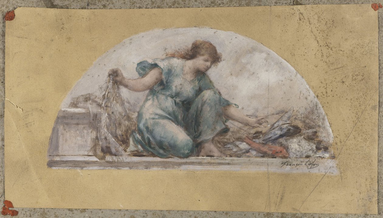 Esboço para a sala de jantar do Hôtel de Ville de Paris, La Pêche de Francois Lafon