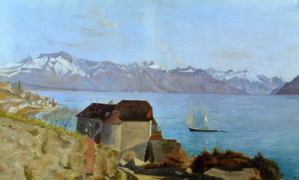 Castelo de Glérolles e Lago Genebra de Francois Louis David Bocion