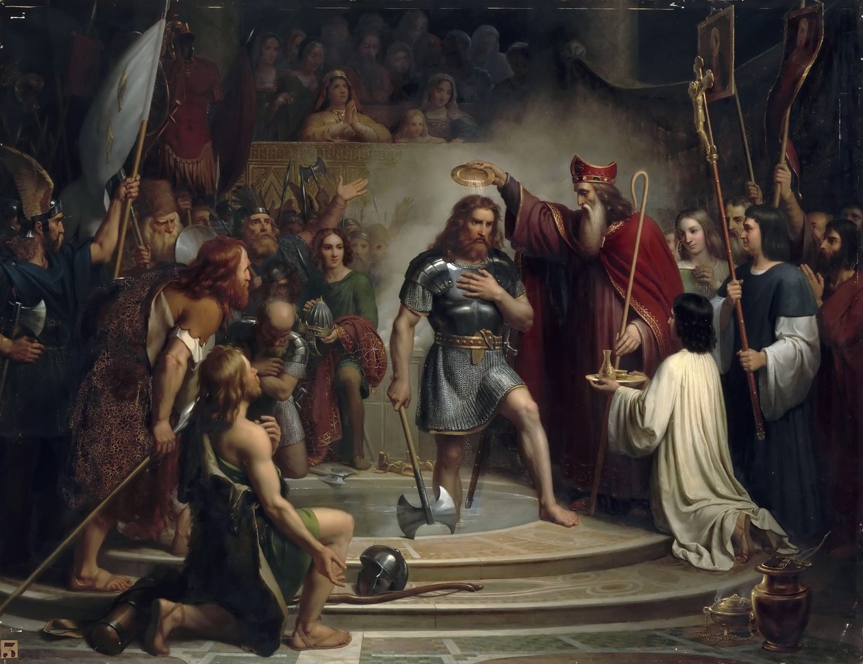 Batismo de Clovis em Reims, 25 de dezembro de 496 de Francois Louis Dejuinne