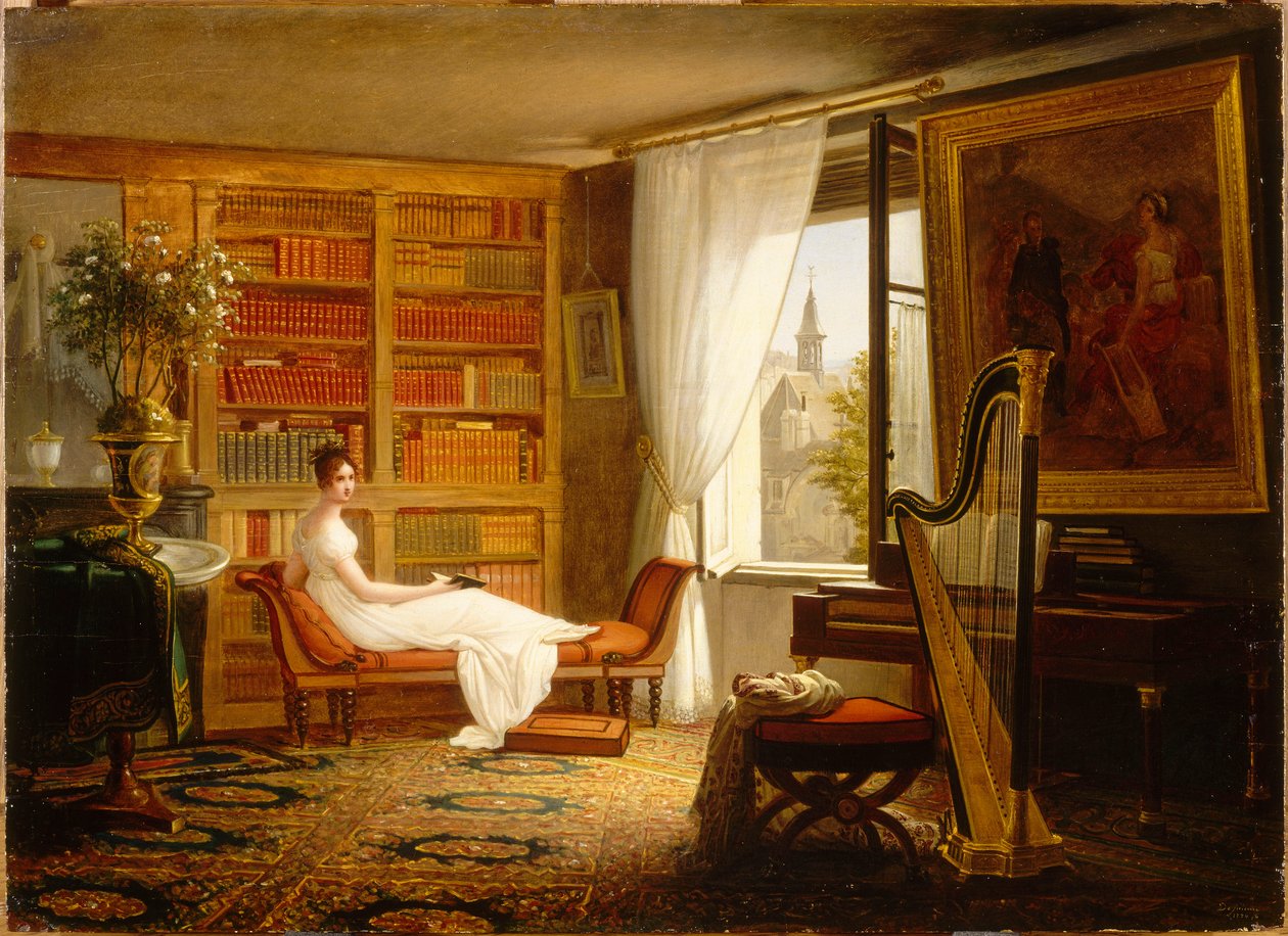 Salão de Madame Récamier no Abbaye-aux-Bois, 1826. de Francois Louis Dejuinne