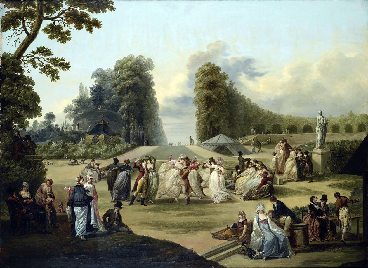 Baile nos Jardins Tivoli, Paris - Peinture de Francois Louis Joseph Watteau (1758-1823) de Francois Louis Joseph Watteau