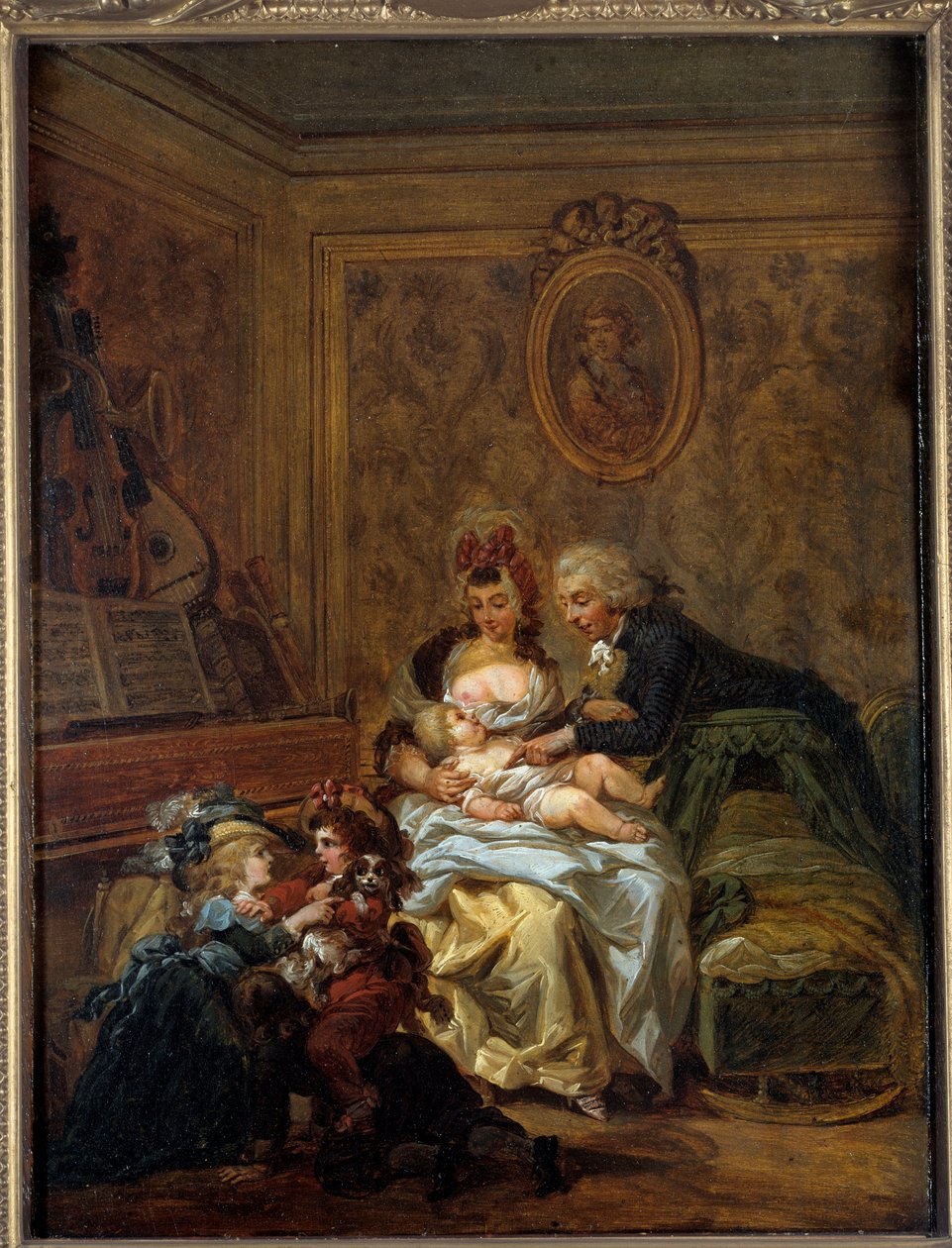 Feliz família. Pintura de François Louis Joseph Watteau dit Watteau de Lille (1758-1823) de Francois Louis Joseph Watteau