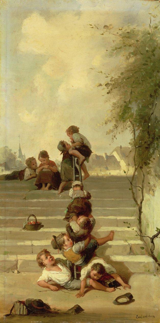 O Slide (óleo sobre tela) de Francois Louis Lanfant de Metz