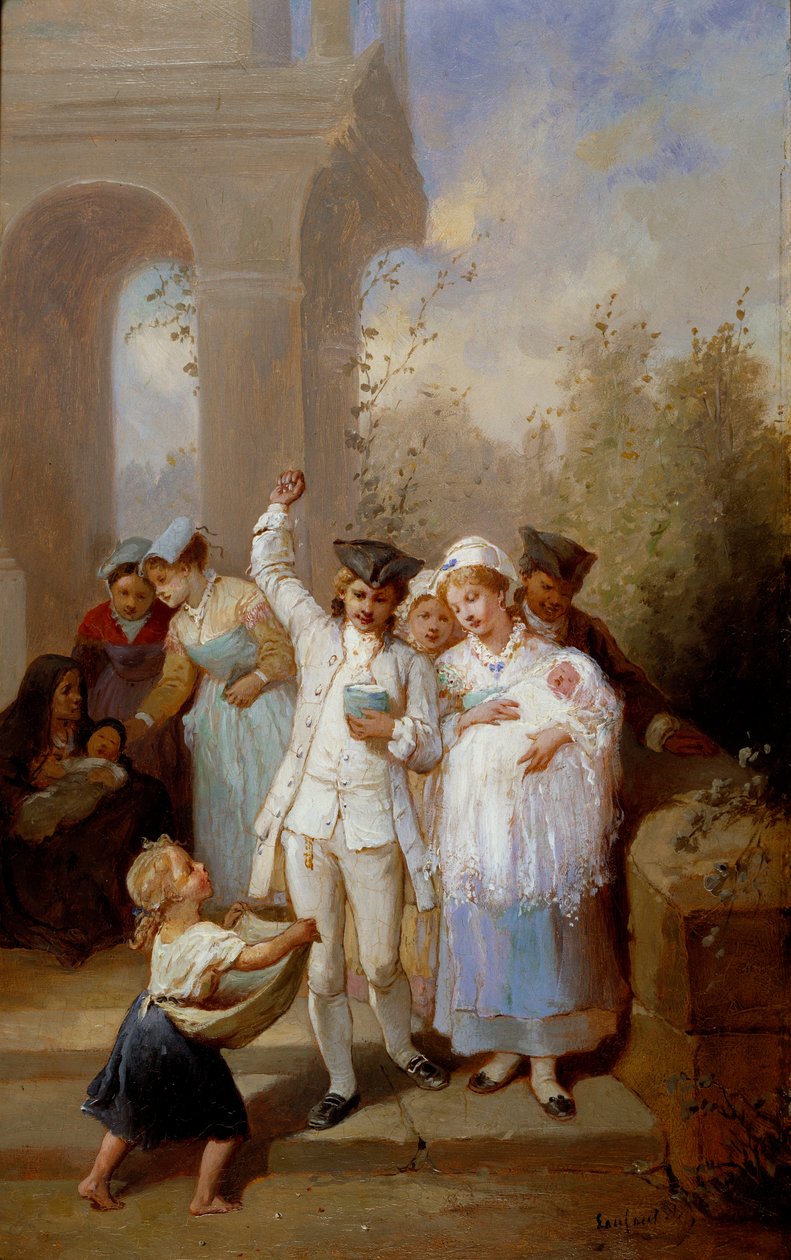 O baptismo Pintura de François Louis Lanfant dit Lanfant de Metz (1814-1892) Colecção Privada do século XIX de Francois Louis Lanfant de Metz