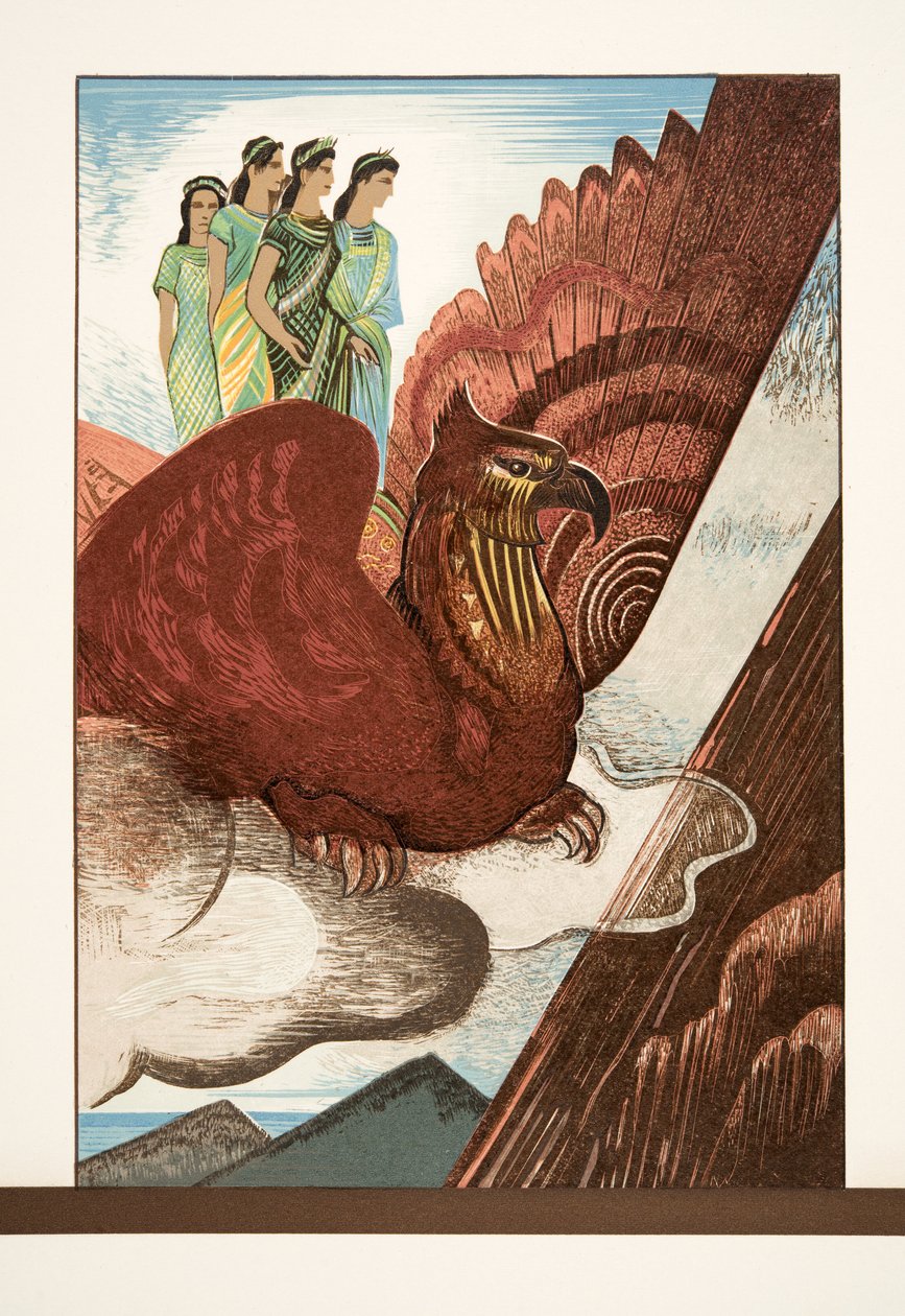 Ilustração de Prometheus acorrentado por Aeschylus, pub. 1941 (estêncil) de Francois Louis Schmied
