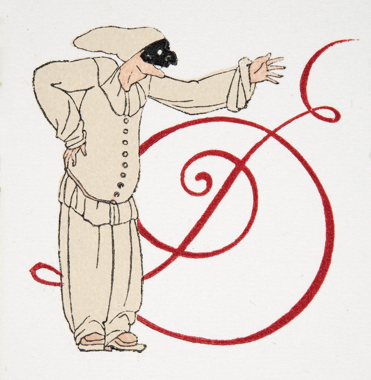 Letra D, da Comedy Fellowships, pub. 1922 (estêncil) de Francois Louis Schmied