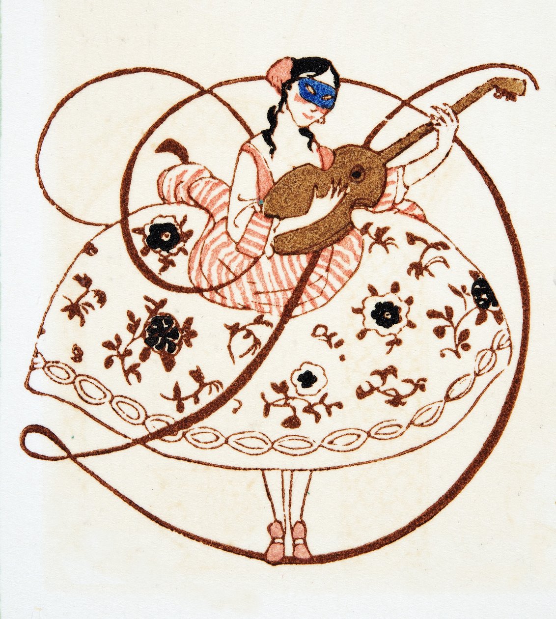 Letra D, da Comedy Fellowships, pub. 1922 (estêncil) de Francois Louis Schmied