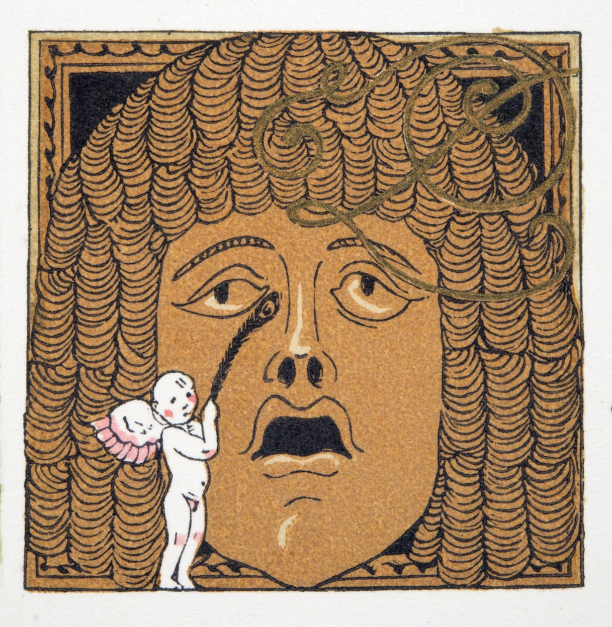 Nariz sendo agradado por Cupido, de Personages de Comedie, pub. 1922 (impressão pochoir) de Francois Louis Schmied