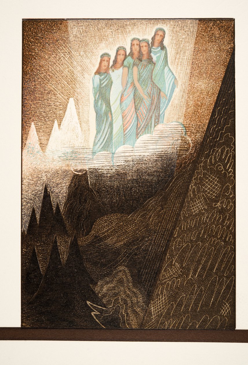 Oceanides, Ilustração de Prometheus Acorrentado por Aeschylus, pub. 1941 (estêncil) de Francois Louis Schmied