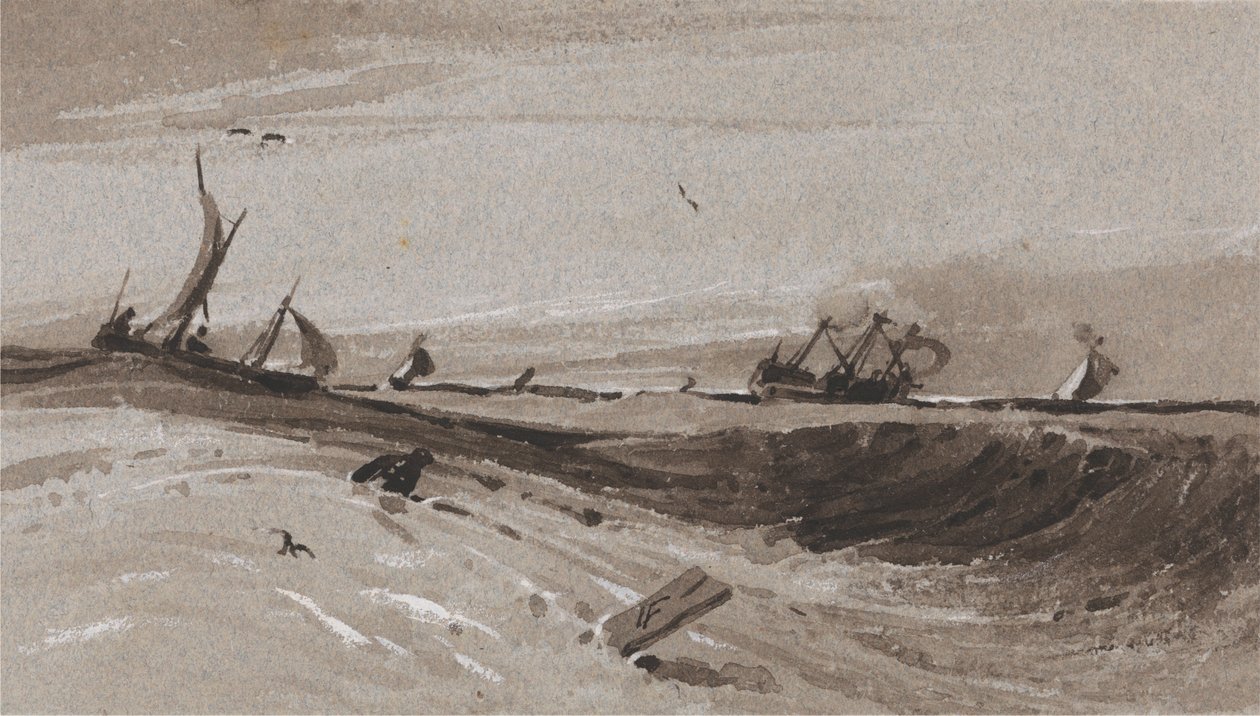 Um mar tempestuoso, noite de Francois Louis Thomas Francia