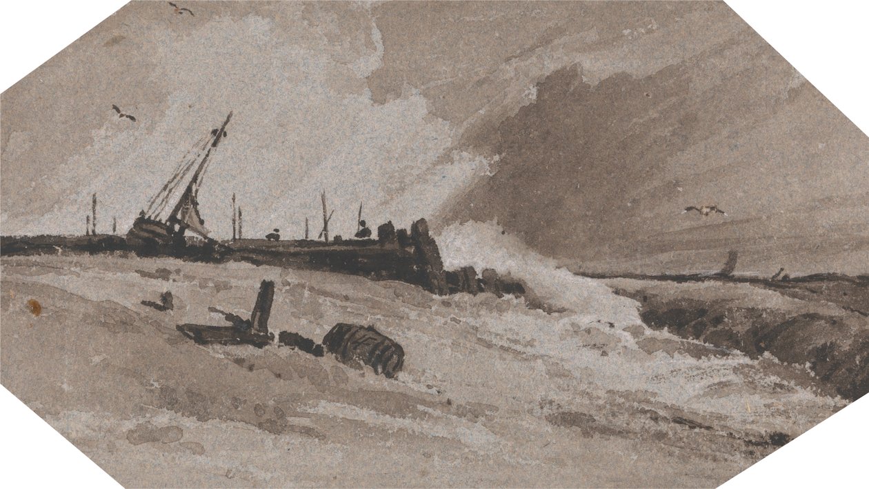 Cais numa tempestade de Francois Louis Thomas Francia