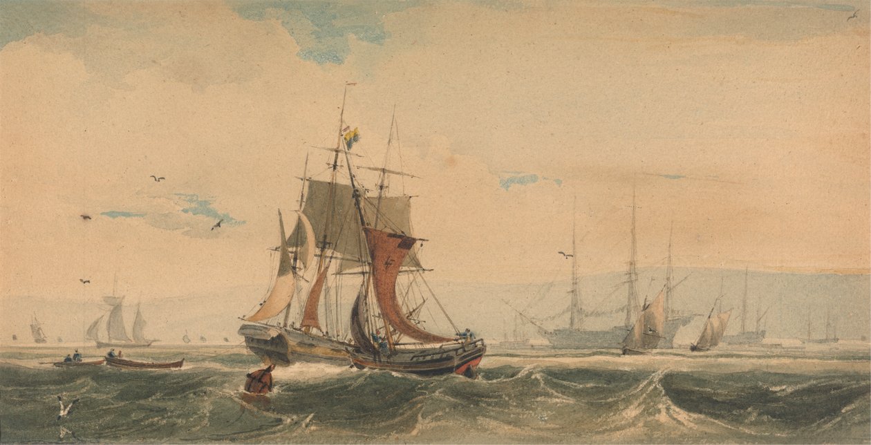 Transporte marítimo na Medway, Kent de Francois Louis Thomas Francia