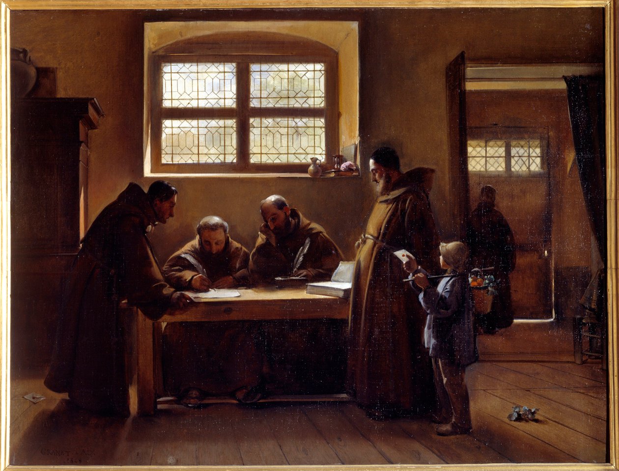 Capuchinhos redigindo uma escrita Quadro de François Marius Granet de Francois Marius Granet