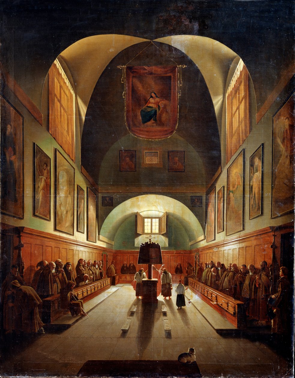 Interior da Igreja dos Capuchinhos em Roma, finais do século XVIII ou XIX de Francois Marius Granet