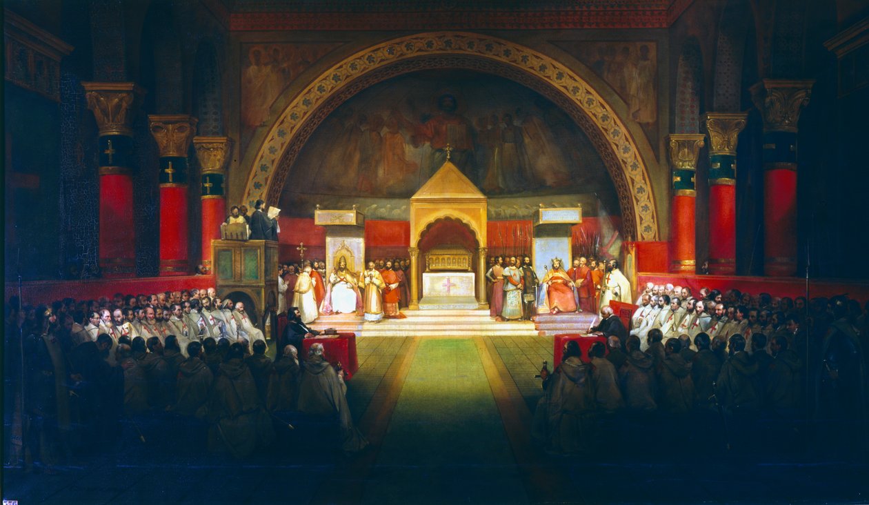 Reunião do Capítulo dos Cavaleiros Templários, Paris, 1147, século XIX de Francois Marius Granet