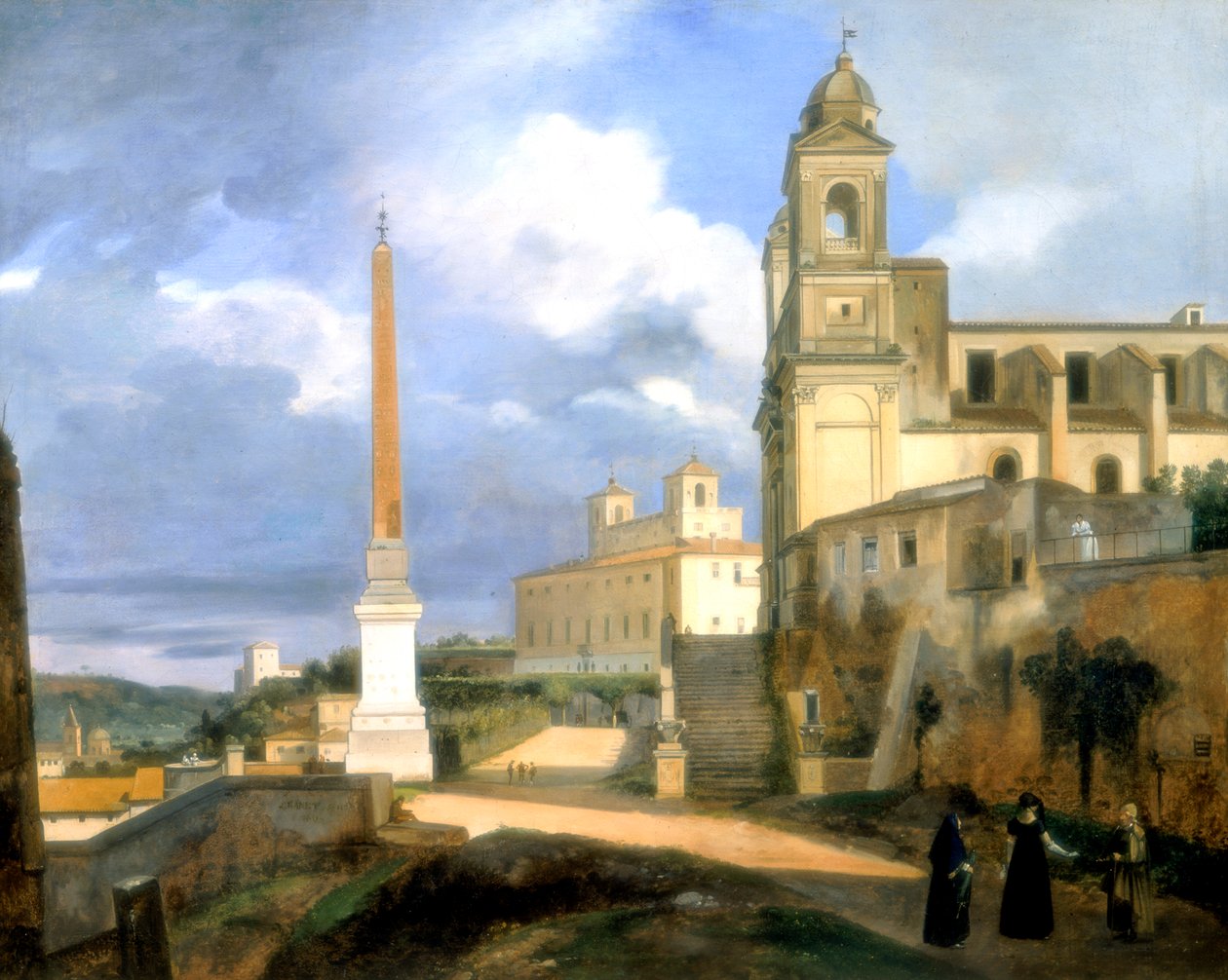 A Trindade dos Montes e a vila dos Medicis, Roma, 1808 de Francois Marius Granet