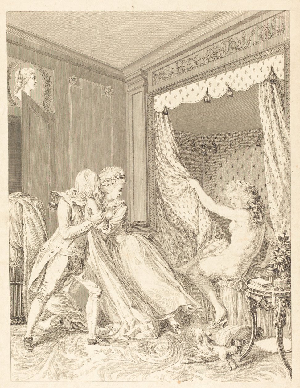 O Indiscreto de Francois Nicolas Barthelemy Dequevauviller after Antoine Borel