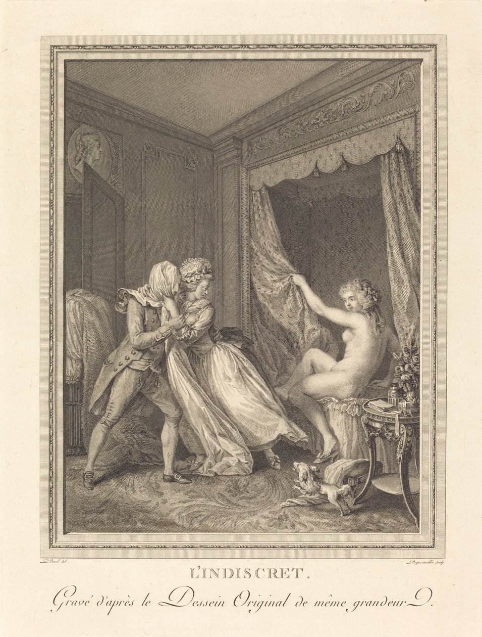O Indiscreto de Francois Nicolas Barthelemy Dequevauviller after Antoine Borel