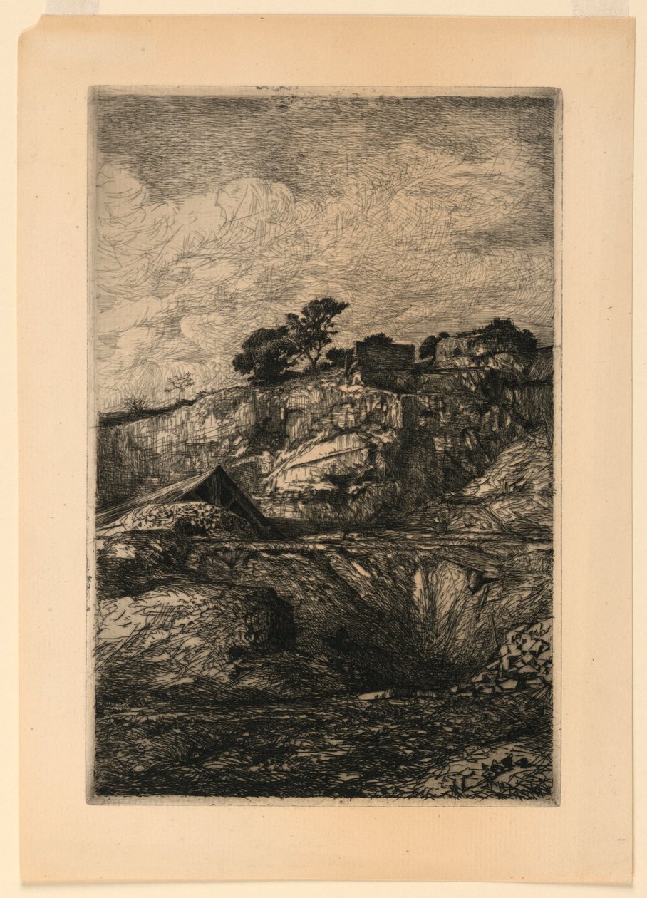 Uma paisagem rochosa de Francois Nicolas Chifflart