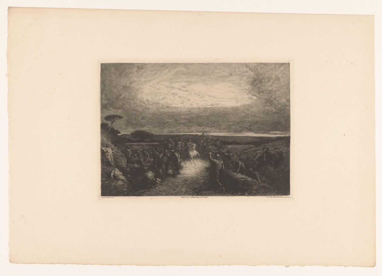 Paisagem com cavaleiro no meio de uma multidão
Dans les campagnes de Rome (título sobre o objecto) de Francois Nicolas Chifflart
