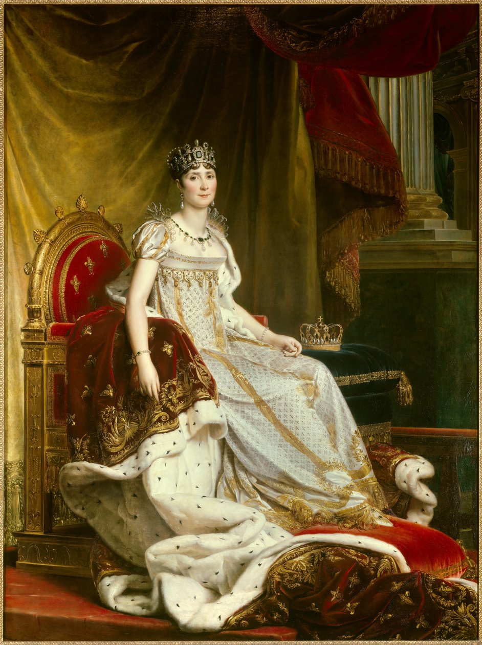 Retrato da imperatriz Josephine de Beauharnais (1763-1814) em traje de coroação. Pintura de François Gerard (1770-1837). Dim. 2,1x1,3 m. Fontainebleau, castelo de Fontainebleau --- Retrato da Imperatriz Josephine de Beauharnais (1763-1814) no seu coro de Baron François Pascal Simon Gérard