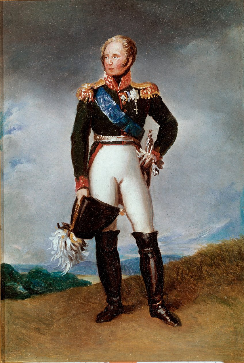 Retrato no pé de Alexandre I, Czar da Rússia (1777-1825) Pintura de François Gerard (1770-1837) Sol. 0,32x0,24 m Versailles, Musee du chateau de Baron François Pascal Simon Gérard